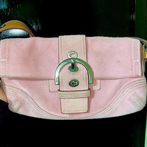Mini Soho Pink Y2K Suede Coach Purse